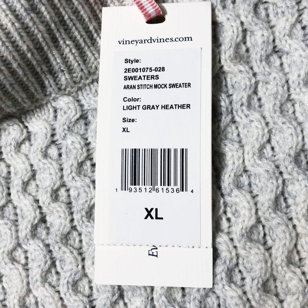 NWT VINEYARD VINES Aran Mock Neck Wool Sweater - Picture 8 of 8